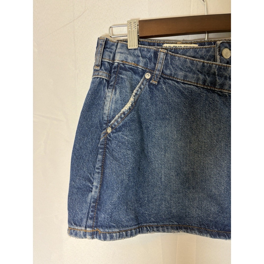 Free People Wynne Denim Skirt Size 25 Blue Casual Button Up Wrap Preppy Y2K - Picture 3 of 12